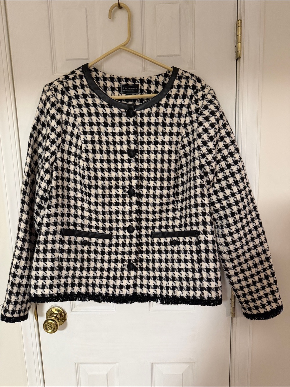 G by Giuliana Black & White Houndstooth Blazer